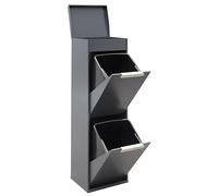 ARREGUI Ecoclas Plus CR224-E Poubelle de Recyclage Cuisine 2 Bacs | 2x 17L (34 L) | Poubelle de Tri Sélectif 2 Rangements et Plateau multifonction | Meuble Poubelle 2 Seaux | anthracite