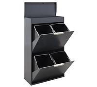 Arregui Ecoclas Plus CR624-E Poubelle de recyclage en acier à 4 compartiments avec plateau supérieur 4 x 17 l (68 L) Anthracite