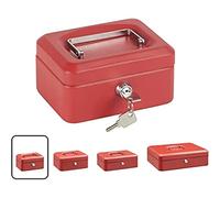 ARREGUI Elegant C9214 Caisse à monnaie et billets à clé pour ranger et transporter l'argent | Caisse en acier monnayeur et compartiment pieces | Coffre fort portatif 15 cm de large | Couleur Rouge