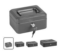 ARREGUI Elegant C9216 Caisse à monnaie et billets à clé pour ranger et transporter l'argent | Caisse en acier monnayeur et compartiment pieces | Coffre fort portatif 15 cm de longueur | Gris graphite