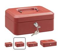 ARREGUI Elegant C9224 Caisse à monnaie et billets à clé pour ranger et transporter l'argent | Caisse en acier monnayeur et compartiment pieces | Coffre fort portatif 20 cm de large| Couleur Rouge