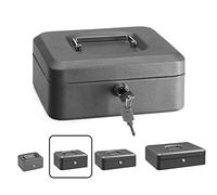 ARREGUI Elegant C9226 Caisse à monnaie et billets à clé pour ranger et transporter l'argent | Caisse en acier monnayeur et compartiment pieces | Coffre fort portatif 20 cm de large | Gris graphite