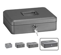 ARREGUI Elegant C9246 Caisse à monnaie et billets à clé pour ranger et transporter l'argent | Caisse en acier monnayeur et compartiment pieces | Coffre fort portatif 30 cm de large | Gris graphite