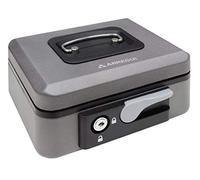 ARREGUI Popup C9726 Caisse à monnaie et billets à clé et bouton pour ranger et transporter l'argent | Caisse en acier monnayeur et compartiment pieces | Coffre fort portatif 20 cm | Gris graphite