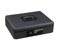 ARREGUI Popup C9746 Caisse à monnaie et billets t bouton pour ranger et transporter l'argent | Caisse en acier monnayeur et compartiment pieces | Coffre fort portatif 30 cm | Gris graphite