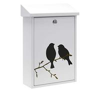 ARREGUI Premium E5601-BIR Boîte aux Lettres Individuelle en Acier avec sérigraphie « Birds », Taille M (Courrier Format A4, Magazine), Boîte aux Lettres Murale, Anti-Pluie, Facile à Installer, Blanc