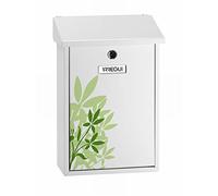 ARREGUI Premium E5608 Boîte aux Lettres Individuelle en Acier avec sérigraphie « Blossom », Taille M (Courrier Format A4, Magazine), Boîte aux Lettres Murale, Anti-Pluie, Facile à Installer, Blanc
