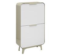 ARREGUI Round CR431-R Poubelle de Recyclage Cuisine 4 Bacs | 4 x 17 L (68 L) | Poubelle de Tri Sélectif Moderne 4 Rangements | Meuble Poubelle en Acier avec 4 Seaux | Sac Poubelle | crème et blanc mat