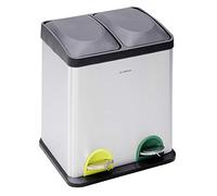 ARREGUI Step Bin CR705-30L Poubelle de Recyclage Cuisine 2 Bacs à pédale | 2x 15 L (30 L) | Poubelle de Tri Sélectif avec 2 Rangements | Meuble Poubelle en Acier Inoxydable avec 2 Seaux | Sac poubelle