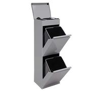 ARREGUI Top CR222-B Poubelle de Recyclage Cuisine 2 Bacs | 2 x 17 L (34 L) | Poubelle de Tri Sélectif 2 Rangements et Plateau supérieur multifonction | Meuble Poubelle 2 Seaux | Sac Poubelle | gris