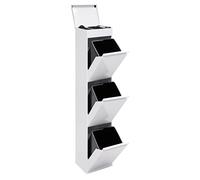 ARREGUI Top CR321-B Poubelle de recyclage en acier, poubelle de tri sélectif, 3 seaux, avec plateau supérieur multifonction, 3 x 17 L (51 L), blanc 140,5 x 30,5 x 24,5 cm