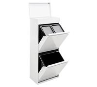 ARREGUI Top CR421-B Poubelle de Recyclage Cuisine 3 Bacs | 11 + 11 + 23 L (45 L) | Poubelle de Tri Sélectif 3 Compartiments et Plateau de Rangement | Meuble Poubelle 3 Seaux | Sac Poubelle | blanc