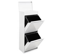 ARREGUI Top CR421-B2 Poubelle de Recyclage Cuisine 2 Bacs | 2 x 23 L (46 L) | Poubelle de Tri Sélectif 2 Compartiments et Plateau de Rangement | Meuble Poubelle 2 Grands Seaux | Sac Poubelle | blanc