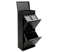 ARREGUI Top CR426-B Poubelle de Recyclage Cuisine 3 Bacs | 11 + 11 + 23 L (45 L) | Poubelle de Tri Sélectif 3 Compartiments et Plateau de Rangement | Meuble Poubelle 3 Seaux | Sac Poubelle | noir