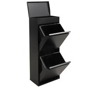Arregui Top CR426-B2 Poubelle de recyclage à 2 compartiments avec tiroir supérieur | 2 x 23 l (46 L) | avec grandes bacs pour conteneurs de recyclage de cuisine | Noir