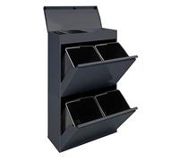 ARREGUI Top CR624-B Poubelle de recyclage en acier, poubelle de tri sélectif, 4 seaux, avec plateau supérieur multifonction, 4 x 17 L (68 L), gris foncé anthracite