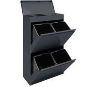 ARREGUI Top CR624-B Poubelle de Recyclage Cuisine 4 Bacs | 4x17L (68L) | Poubelle de Tri Sélectif 4 Compartiments Plateau de Rangement Supérieur | Meuble Poubelle 4 Seaux | Sac Poubelle | anthracite