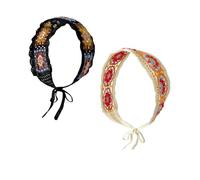 ArrErr Bandeau de cheveux bohème pour femme - Turban vintage folk - Écharpe hippie tricotée au crochet - Bandeau floral pour filles