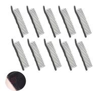 ArrErr Lot de 10 peignes à perruque longs à 20 dents avec fil noir avec peigne à coudre en tissu, support pour la fabrication de perruques finies, fixation sécurisée, extensions de cheveux à faire