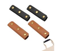 ArrErr Lot de 4 housses de protection en cuir pour poignée de sac à main avec 3 boutons-pression pour sac, bandoulière, bagages, valise, sac à main, sac à outils, portefeuille, étui, Noir, marron