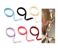 ArrErr Lot de 6 rubans à cheveux de couleur unie pour cheveux tressés, loisirs créatifs, queue de cheval