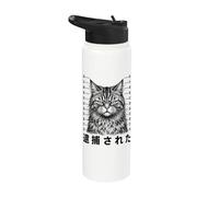Arrested Cat Mugshot Funny Grumpy Tabby Police Lineup Stainless Steel Insulated Water Bottle