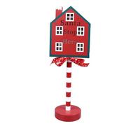 Arrêt de Noël ici décor en métal en bois massif LED délicat du père Noël ici topper d'arbre pour la fête de Noël (Maison 11.3x8x33cm)
