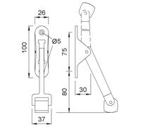 Arrêt de porte à bascule 1060 02 argent - KWS - 106002