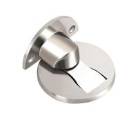 Arrêt de portes Butoir de porte magnétique auto-adhésif monté au sol, sans perceuse, support de capture de portes magnétiques brossées(Silver)
