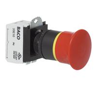 Arrêt d'urgence collerette plastique, noir, avec affichage de statut rouge décrochage par traction BACO L22DR01B 1 pc(