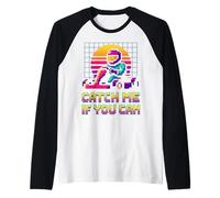 Arrête-moi si tu peux, course de karting rétro Pixel Art Manche Raglan
