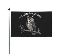 Arrêtez de demander, je suis un connard ! Drapeau hibou pour chambre d'ado, décoration murale esthétique pour jardin, 90 x 150 cm ; tapisserie hibou « Arrêtez de demander, je suis un connard ! »