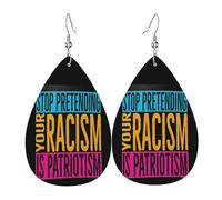 Arrêtez de faire passer votre racisme pour du patriotisme. Boucles d'oreilles en cuir, accessoire de mode, parfaites pour les fêtes, les vacances et le quotidien.