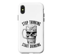 Arrêtez de Penser, commencez à Boire Un drôle de crâne de bière d'halloween Coque pour iPhone X/XS