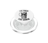 Arrêtez de Penser, commencez à Boire Un drôle de crâne de bière d'halloween PopSockets PopGrip pour MagSafe