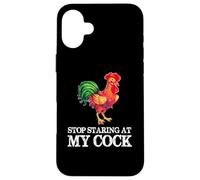 Arrêtez de Regarder ma Queue - Funny Rooster Chicken Lover Coque pour iPhone 16 Plus