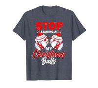 Arrêtez de Regarder Mes Boules de Noël - Boules de Sapin de Noël T-Shirt, Homme, Bleu Chiné, S