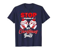 Arrêtez de Regarder Mes Boules de Noël - Boules de Sapin de Noël T-Shirt, Homme, Bleu Marine, 5XL