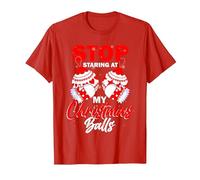 Arrêtez de Regarder Mes Boules de Noël - Boules de Sapin de Noël T-Shirt, Homme, Rouge, M