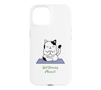 Arrêtez de stresser Meowt Cat Lover Yoga, méditation, Gym Coque pour iPhone 15