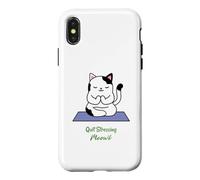 Arrêtez de stresser Meowt Cat Lover Yoga, méditation, Gym Coque pour iPhone X/XS