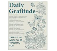 arricraft 1 affiche de Gratitude Quotidienne Sur le Thème de la Croissance et de L'État, Papier D'Art Mural Imprimé Papillon Tea-Things, Fleur, Sans Cadre, Santé Mentale, pour Chambre