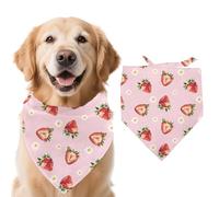 arricraft 1 Bandage pour Chien 78x38cm (30.7x15.35) Rose Fraise Fleur Triangle réglable Confortable Animal de Compagnie Cou Lavable Coton écharpe Grand Chien Collier
