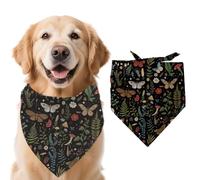 arricraft 1 Bandage pour Chien, 78x38cm Bois Papillon Feuille de fougère Champignon Triangle réglable Confortable Pet Harnais Lavable Coton Foulard Grand Chien Collier