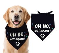 arricraft 1 bandana amusant pour chien, 78 x 39 cm, avec inscription « Oh No Not Again », triangle réglable et confortable pour animal domestique, bavoir lavable en coton pour grand chien