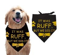 arricraft 1 bandana pour chien de 78 x 38 cm avec inscription « It was Ruff but We Did It » - Bandana triangulaire réglable et confortable pour animal domestique - En coton lavable - Pour grand chien