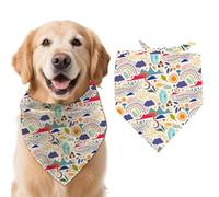 arricraft 1 bandana pour chien sur le thème de la nature, 78 x 39 cm, coloré montagnes, rivières, soleil, nuages, triangle, réglable, confortable, bavoirs lavables en coton pour grands chiens