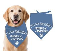 arricraft 1 bandana pour chien sur le thème de l'anniversaire, 78 x 39 cm, avec inscription « It's My Birthday Mother Puppers » - Triangle réglable et confortable - Pour animal domestique - Lavable