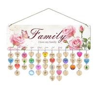 arricraft 1 boîte à Plaque de calendrier anniversaire bois Familiale Coloré et Floral D' Plaque de Calendrier en Bois Days To Remember Calendrier D'Anniversaire DIY pour Célébrer un Anniversaire