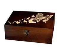 arricraft 1 boîte à Souvenirs en Bois Boîte de Tarot Rectangulaire en Pin à Motifs Gravés de Fleurs et de Papillons pour Bijoux D'Anniversaire Rangement de Planche